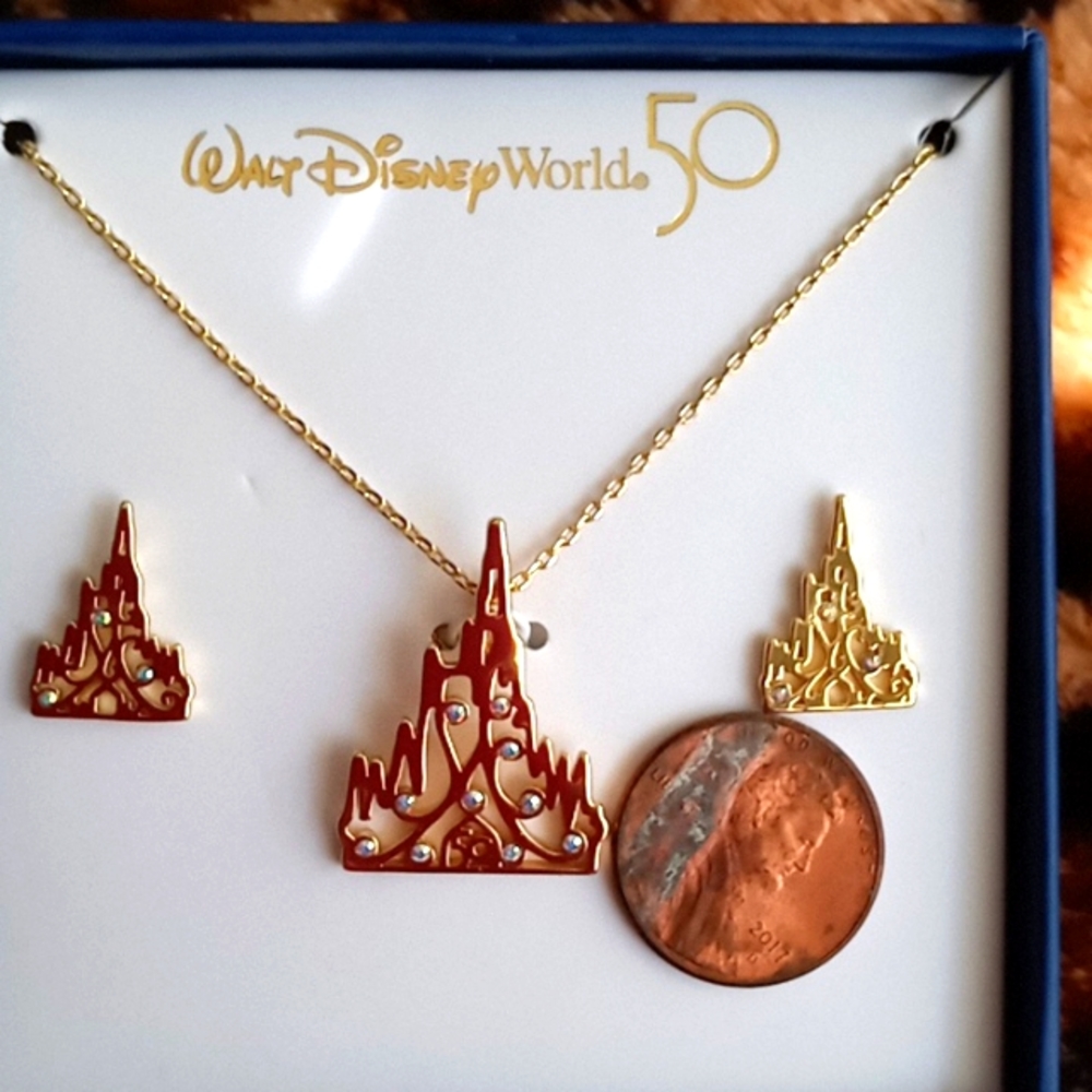 WALT DISNEY WORLD 50th ANNIVERSARY NECKLACE AND EARRING'S SET - Picture 7 of 9